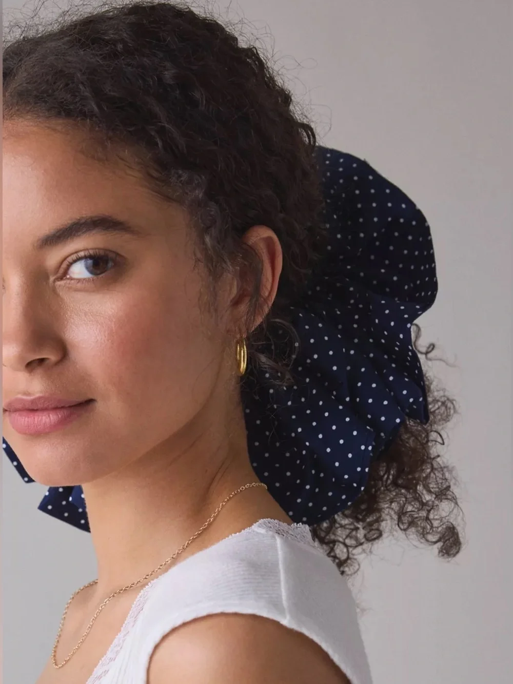 Maude Club (Urban Outfitters)—Oversized Giant Polka Dot Scrunchie, Navy